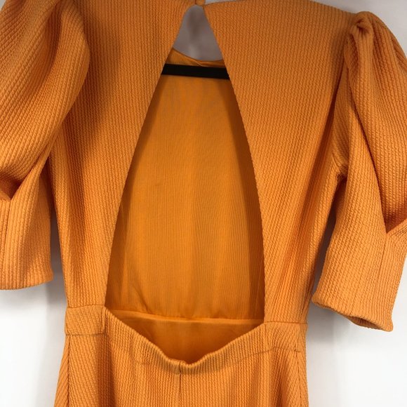 NWOT Rotate BIRGER CHRISTENSEN Orange Lavine Midi open back Dress - Picture 6 of 10